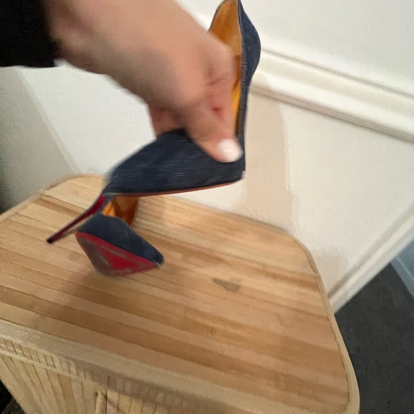 Christian Louboutin So Kate 120 Blue Denim Saba Gold Stiletto Heel Pump 41 - Picture 7 of 11
